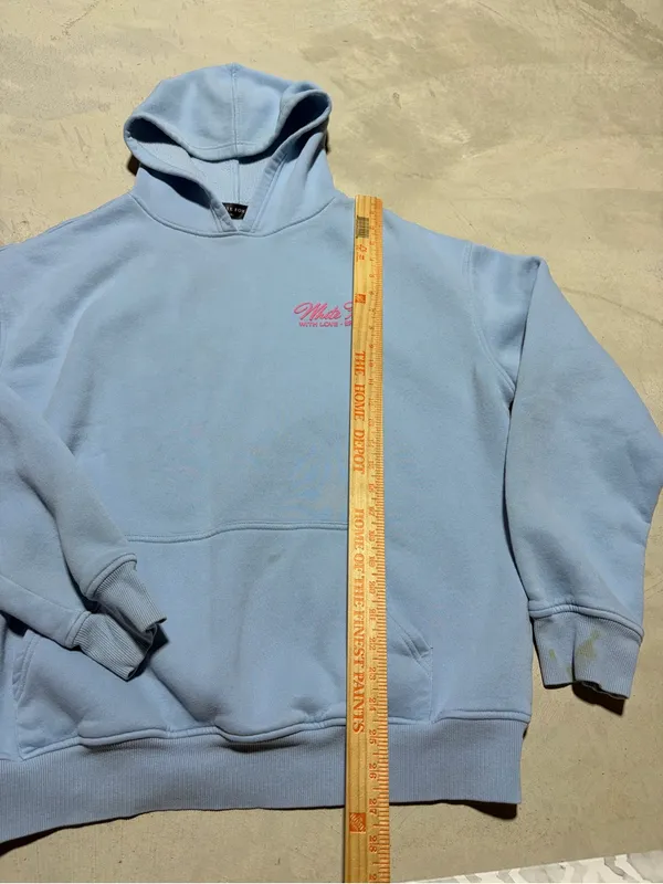 White fox Light Blue Hooded Sweatshirt pink with love martini era 8.5 L/XL - Image 3