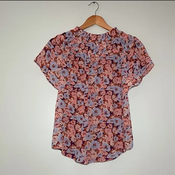 Madewell Smocked Mock Neck Top in Floral Breeze - Image 5