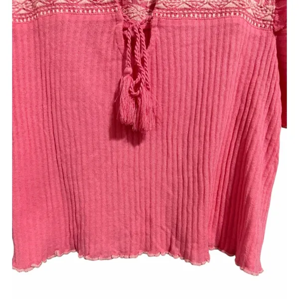 Free People Sarafina Embroidered Top‎ Pink Rose Women's Size Small - Image 5