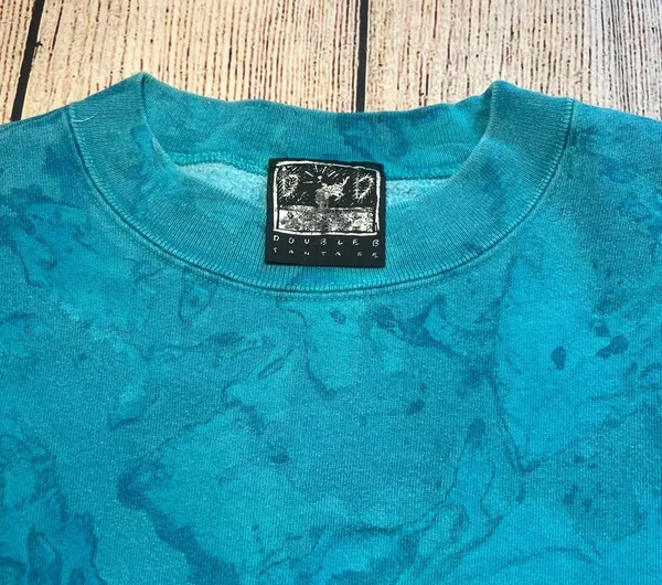 Vintage 90s Caribbean Sweater Adult Medium Blue Pullover Retro Watercolor Nature - Image 6