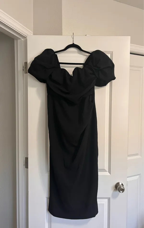 New Showpo Lohan Midi Dress Off Shoulder Puff Sleeve Size 10 MSRP $129 - Image 6