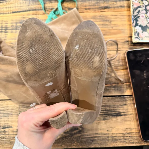 Charlotte Russe Beige Suede Over The Knee Heeled Boots - Image 5