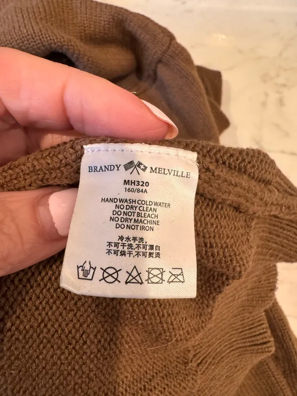 Brandy Melville Oversized Brown Sweater Crewneck S M L - Image 4