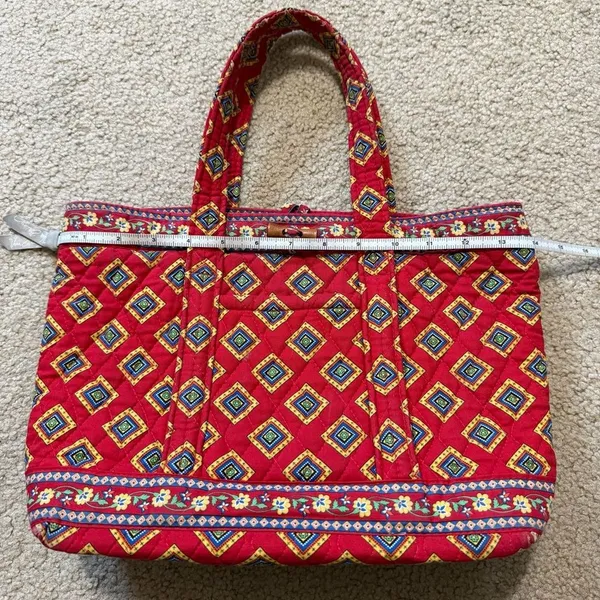 Vera Bradley Villa Red toggle tote shoulder bag, vintage Vera - Image 9
