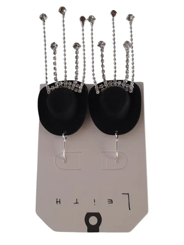 Cowboy Hat Crystal Rhinestone Dangle Earrings  - Image 5