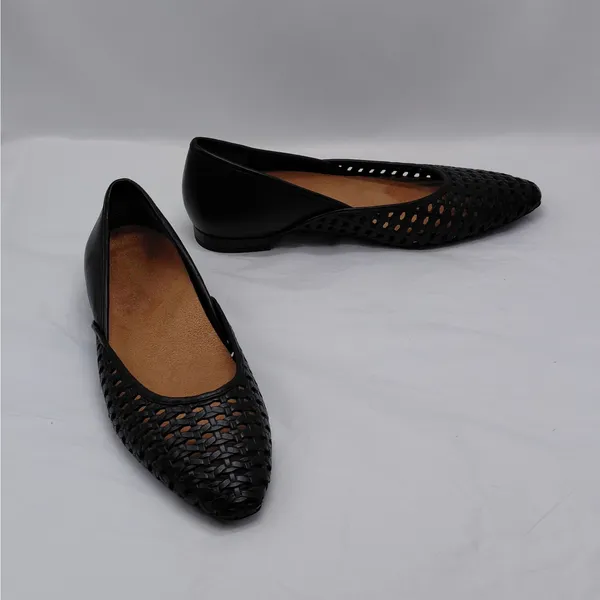 Vionic Womens Gracia Woven Leather Flats Size 6 Black Pointed Toe Comfort Shoes - Image 8