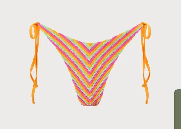 Berlook Plush Texture Stripe Tie Bikini Top and Bottom set - Image 8