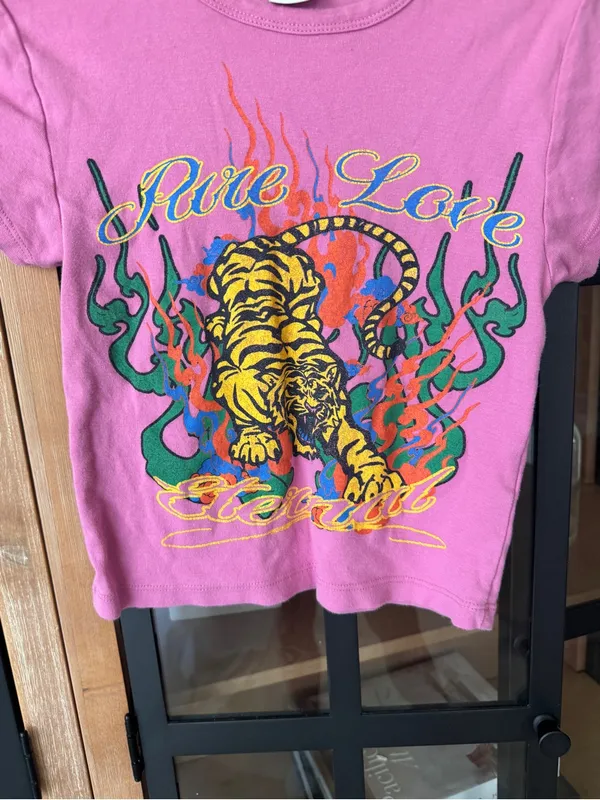 Urban Outfitters baby tee graphic tiger tattoo pure love short sleeve crop top - Image 5