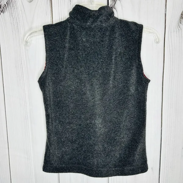 Abercrombie Fitch Womens Size XS Fleece 1/4 Zip Vest Gray Red Trim Vintage - Image 5