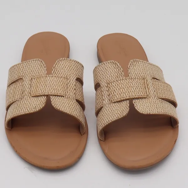 Universal Thread Sandals Womens 9.5 Slide Tan Woven H-Band Flat Casual Excellent - Image 3