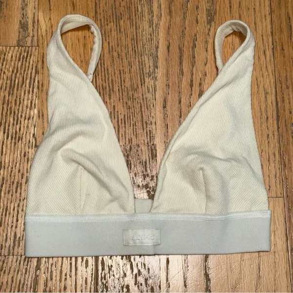 Skims Cotton Jersey Plunge Bralette Ivory Cream‎ XXS - Image 2