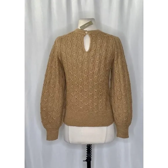 NWT!! J. CREW Balloon Sleeve Cable Knit Sweater Pale‎ Clay Tan Brown X-Small - Image 8