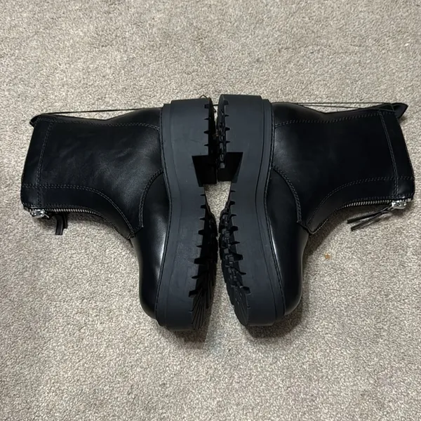 Arizona Black Xander Front Zipper Chunky Motorcycle Boots Size 8 - Image 3