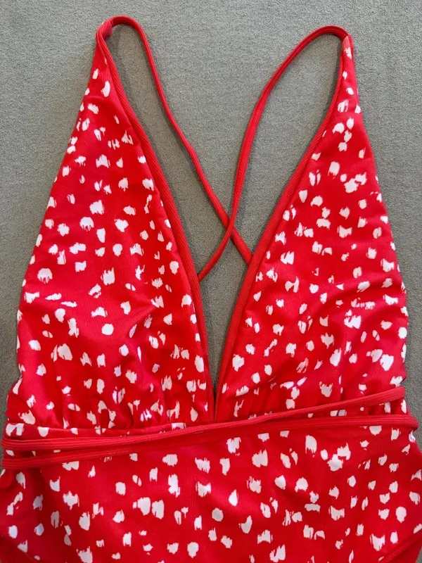 Maaji Reversible Safari One Piece Swimsuit Medium Red Resortwear Summer Vacation - Image 4