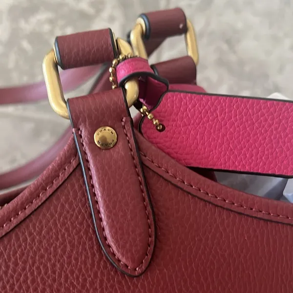 Coach Polished Pebble Leather Restored Day Tote in Brass/Brick Red, New +DustBag - Image 5