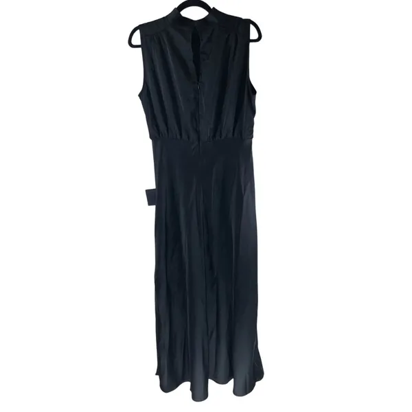 Lulus Classic Elegance Black Satin Sleeveless Mock Neck Maxi Dress L - Image 2