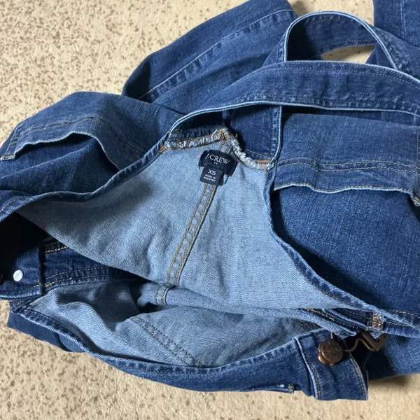 J.Crew ReImagined Cotton Denim Overalls Womens XS Indigo Blue Straight Leg L5444 - Image 6