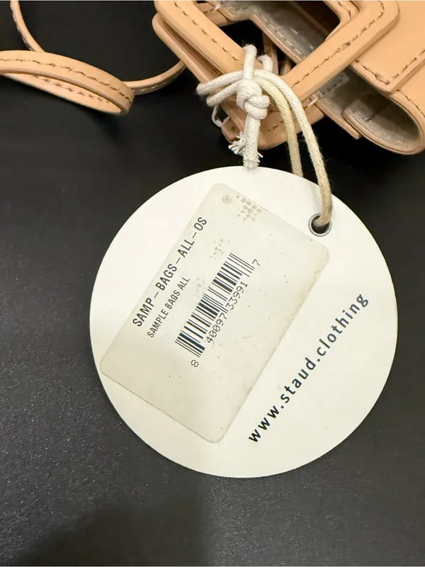 STAUD Micro Shirley Necklace Bag Tan Leather Micro Bag Charm - Image 12