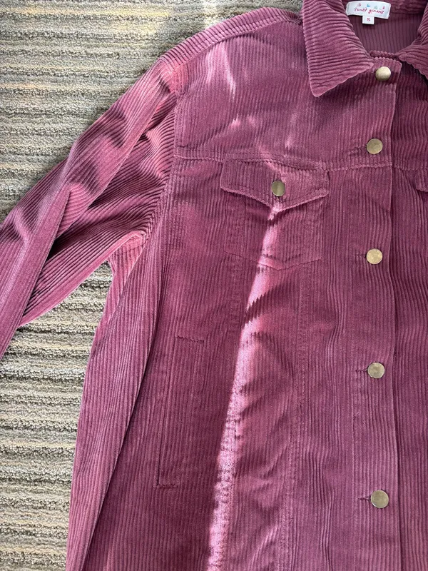 Mauve Corduroy Button Up Shacket Pink Size XS - Image 2