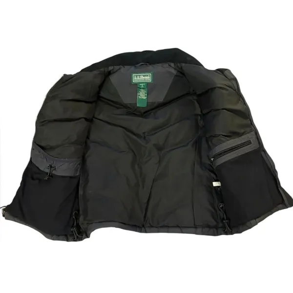 LL Bean Vintage Goose Down Puffer Vest Womens Size Small Petite Black Zip Up - Image 3