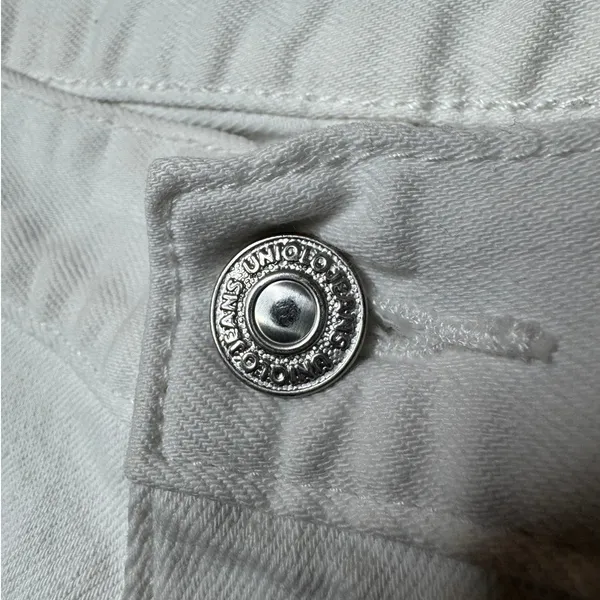 UNIQLO White Denim Bermuda Shorts 29 Coastal Clean Girl Minimalist - Image 5