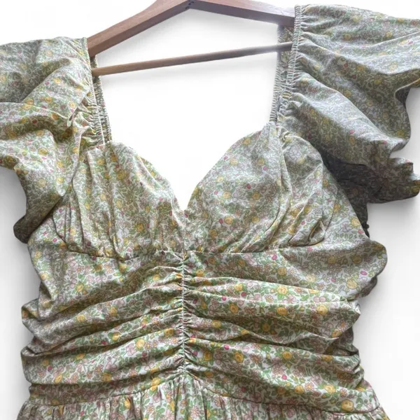 Tuckernuck Hyacinth House Yellow Green Floral Cottagecore Midi Dress‎ XXS - flaw - Image 3