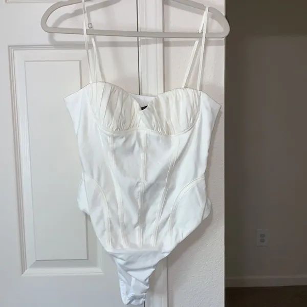 ZARA Corset Bodysuit Top in White - Image 2