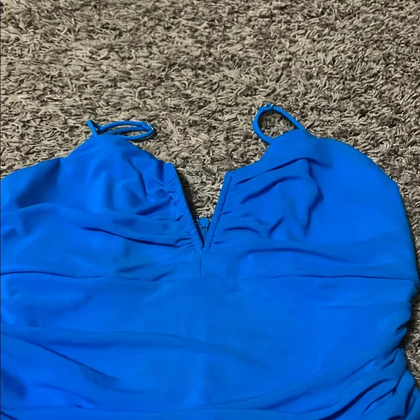 Elvi Blue Ruched Bodycon Mini Dress - Image 3