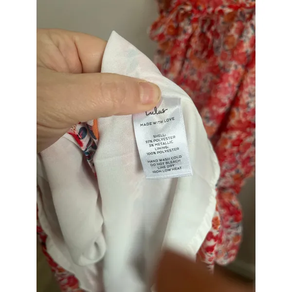 Lulus Posh Petals Red Floral Lurex Cold Shoulder Maxi Dress Size Large‎ Boho - Image 7