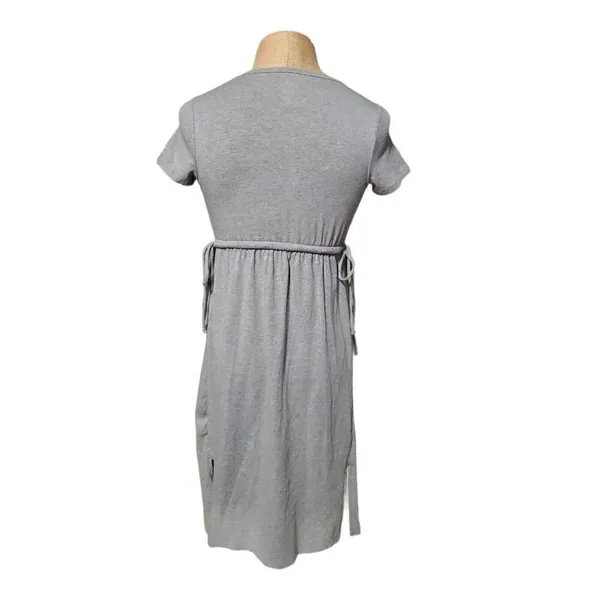 Isabel Maternity by Ingrid & Isabel Women's SS Tie Waist Dress Gray XS - Image 2