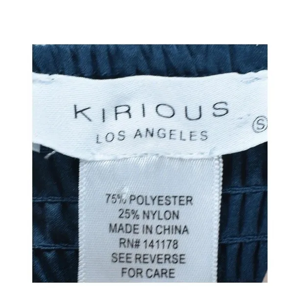 Kirious Los Angeles Teal Corset Crop Top Long Puff Sleeve Smocked Back Small - Image 5