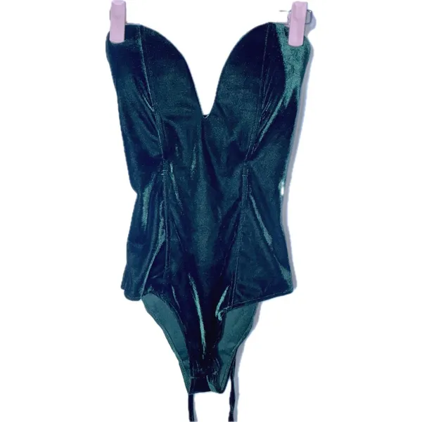 NWT Velvet Sweetheart Neck Strapless‎ Bodysuit Bustier Top Cross Back Small - Image 8