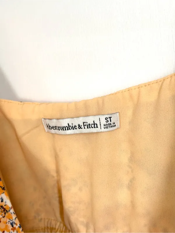 Abercrombie & Fitch Yellow Floral Midi Dress Small Tall - Image 7