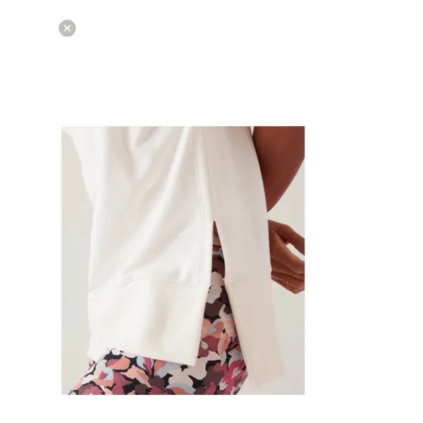 Athleta Retroterry V-Neck Sleeveless Sweatshirt Tee Ivory White Size M‎ - Image 9