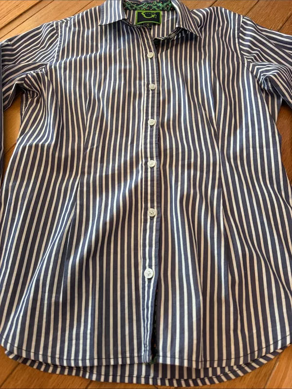C. Wonder Women’s Blue Striped Button Down Oxford Size Small - C69-026 - Image 3