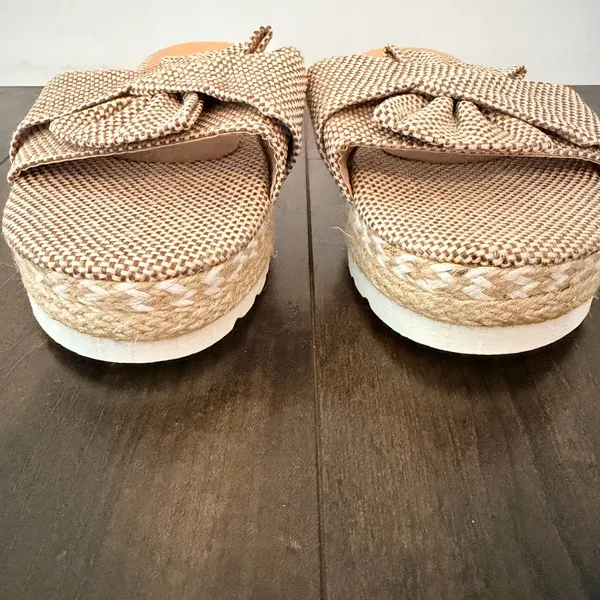 NEW Boho Platform Bow Sandals Tan Size 7 - Image 6