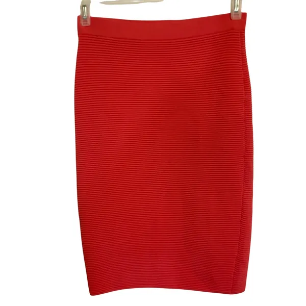 Jonathan Simkhai Red Ribbed Knit Pencil Skirt Size High Waist EUC Size‎ Medium - Image 2