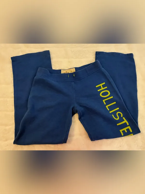 Women’s Hollister Co. Blue Sweatpants with Yellow Logo Size X-Small - Image 5