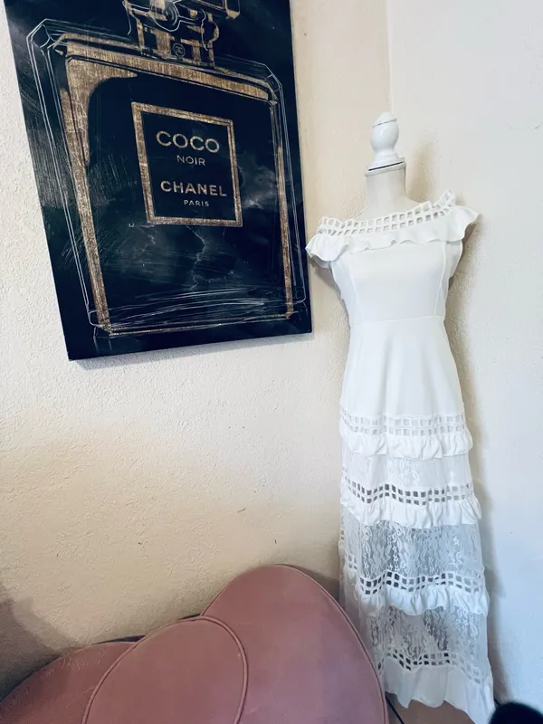 White Wedding Maxi Dress Size M - Image 2