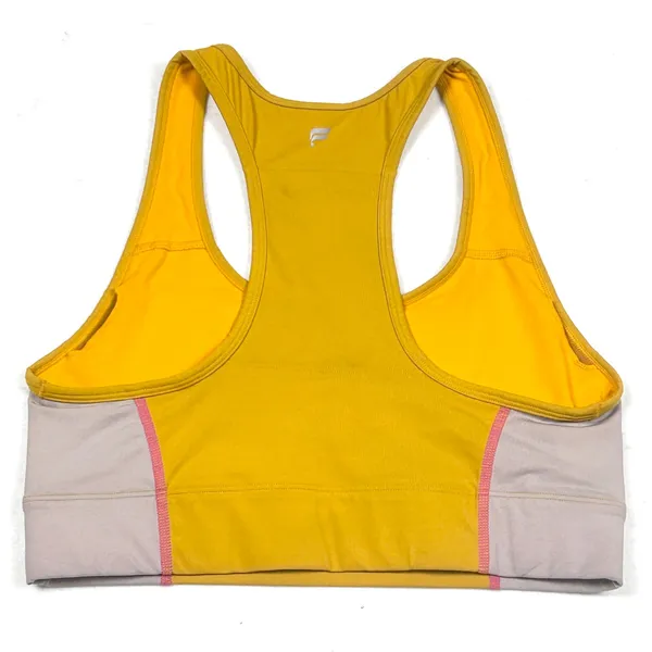 Fabletics Womens M Colorblock Racerback Sports Bra Medium‎ Yellow Pink Grey Yoga - Image 4