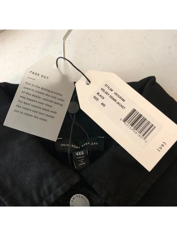 Universal Standard Kelsey Denim Jacket Cropped Black 4XS US 00-0 - Image 3
