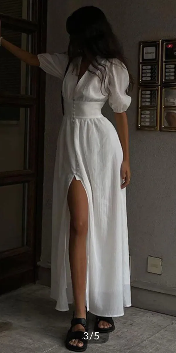 Linen Button Down Dress Size L - Image 2