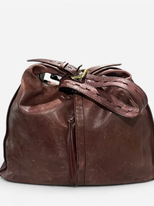 Hobo International Burgundy Distressed Leather Slouchy Shoulder Bag - Image 6