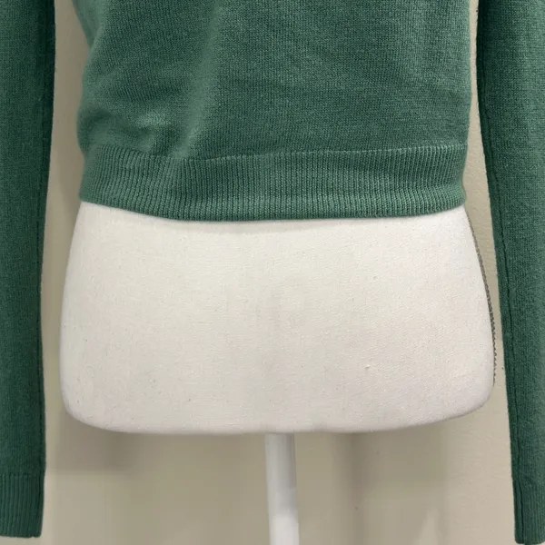 Clueless Movie Merch Sage Green Cropped V-Neck Button Front Cardigan Sweater XS - Image 4