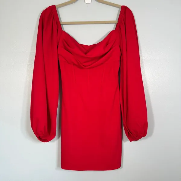 Princess Polly Lillie Corset Mini Dress Long Puff Sleeve Bodycon Red Formal HOCO - Image 2