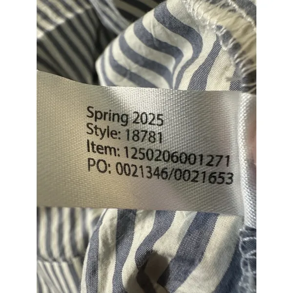 Marine Layer Darcy Smocked Poplin Dress M Pima Cotton NWT Navy Stripe - Image 14