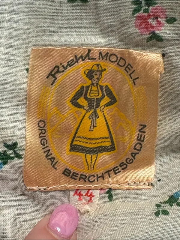 Vintage Riehl Modell Berchtesgaden German Dirndl Dress Black Floral Embroidery M - Image 7