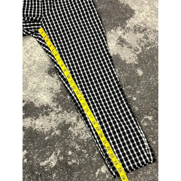 Preppy Gingham Check Straight Leg Trousers Black/White Ankle Pants - Image 8