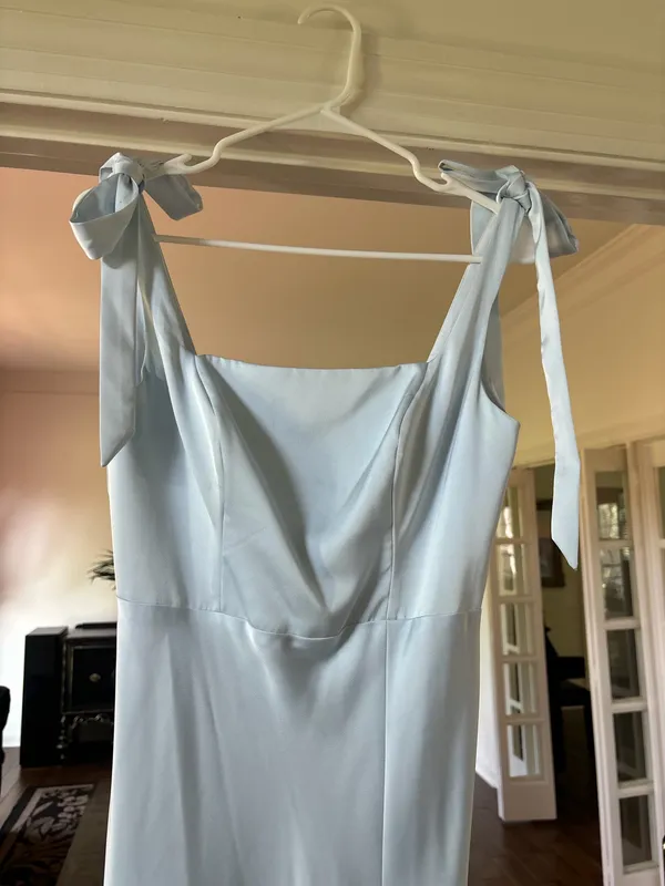 Light baby blue satin long maxi dress - Image 6