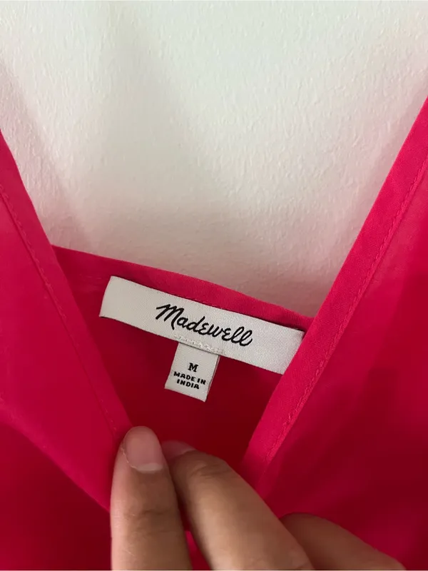 Madewell Hot Pink 100% Cotton Slip Mini Dress Medium Summer Lingerie - Image 4